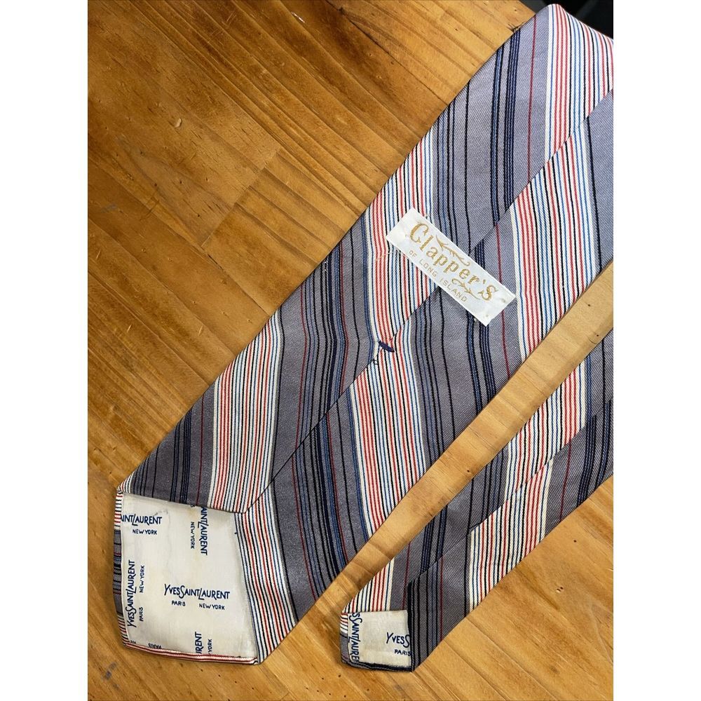 Yves Saint Laurent Neck Tie Men VINTAGE Clapper Of Long Island Silk Tie